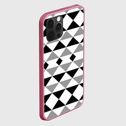 Чехол для iPhone 12 Pro Max Черно-белый геометрический узор треугольники, цвет: 3D-малиновый — фото 2