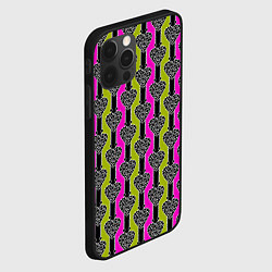 Чехол для iPhone 12 Pro Max Striped multicolored pattern Сердце, цвет: 3D-черный — фото 2