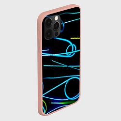 Чехол для iPhone 12 Pro Max Неоновые линии во тьме - Голубой, цвет: 3D-светло-розовый — фото 2