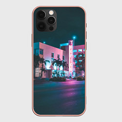 Чехол для iPhone 12 Pro Max Неоновая улица - Светло-синий, цвет: 3D-светло-розовый