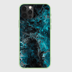 Чехол для iPhone 12 Pro Max Неоновая краска во тьме - Светло-синий, цвет: 3D-салатовый