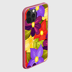 Чехол для iPhone 12 Pro Max MULTICOLORED PANSIES, цвет: 3D-малиновый — фото 2