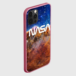 Чехол для iPhone 12 Pro Max Лого NASA и Туманность Киля, цвет: 3D-малиновый — фото 2