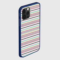 Чехол для iPhone 12 Pro Max Полоски светлые на белом фоне, цвет: 3D-тёмно-синий — фото 2