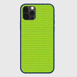 Чехол для iPhone 12 Pro Max Зеленые абстрактные линии, цвет: 3D-тёмно-синий