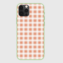 Чехол для iPhone 12 Pro Max Light beige plaid fashionable checkered pattern, цвет: 3D-салатовый