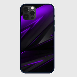 Чехол для iPhone 12 Pro Max Geometry Черный и фиолетовый, цвет: 3D-черный