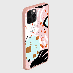 Чехол для iPhone 12 Pro Max Абстрактные фигуры с пальмовыми листами на розовом, цвет: 3D-светло-розовый — фото 2