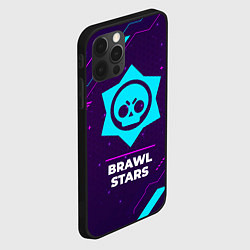 Чехол для iPhone 12 Pro Max Символ Brawl Stars в неоновых цветах на темном фон, цвет: 3D-черный — фото 2