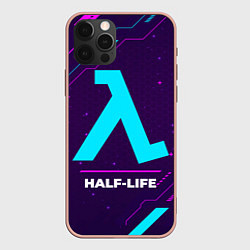 Чехол для iPhone 12 Pro Max Символ Half-Life в неоновых цветах на темном фоне, цвет: 3D-светло-розовый