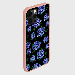 Чехол для iPhone 12 Pro Max Сапфировые розы на черном, цвет: 3D-светло-розовый — фото 2