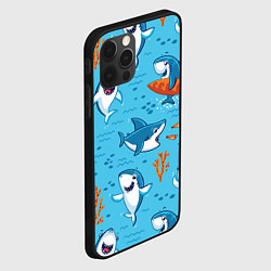 Чехол для iPhone 12 Pro Max Прикольные акулята - паттерн, цвет: 3D-черный — фото 2