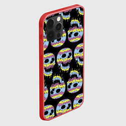 Чехол для iPhone 12 Pro Max Прикольные красочные черепа - паттерн, цвет: 3D-красный — фото 2