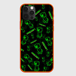 Чехол для iPhone 12 Pro Max Minecraft - Creeper салатовый неон, цвет: 3D-красный