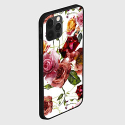 Чехол для iPhone 12 Pro Max Цветы Нарисованные Красные и Розовые Розы, цвет: 3D-черный — фото 2