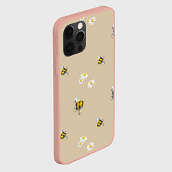 Чехол для iPhone 12 Pro Max Цветы Ромашки и Пчёлы, цвет: 3D-светло-розовый — фото 2