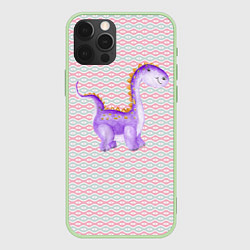 Чехол iPhone 12 Pro Max Фиолетовый маленький динозаврик