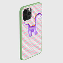 Чехол для iPhone 12 Pro Max Фиолетовый маленький динозаврик, цвет: 3D-салатовый — фото 2
