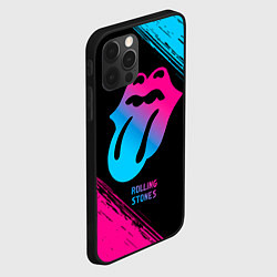 Чехол для iPhone 12 Pro Max Rolling Stones - neon gradient, цвет: 3D-черный — фото 2