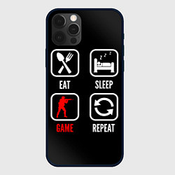 Чехол для iPhone 12 Pro Max Eat, sleep, Counter Strike, repeat, цвет: 3D-черный