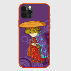 Чехол iPhone 12 Pro Max Лягуха-самурай на фиолетовом фоне