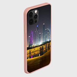 Чехол для iPhone 12 Pro Max Неоновый ночной город и мост, цвет: 3D-светло-розовый — фото 2