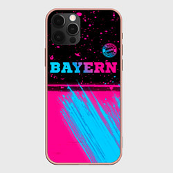 Чехол для iPhone 12 Pro Max Bayern - neon gradient: символ сверху, цвет: 3D-светло-розовый