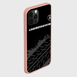 Чехол для iPhone 12 Pro Max Lamborghini speed на темном фоне со следами шин: с, цвет: 3D-светло-розовый — фото 2