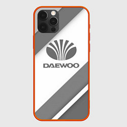 Чехол для iPhone 12 Pro Max Daewoo - серые полосы, цвет: 3D-красный
