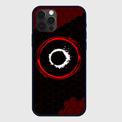Чехол для iPhone 12 Pro Max Символ The Callisto Protocol и краска вокруг на те, цвет: 3D-черный