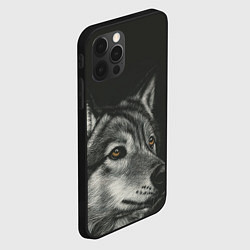 Чехол для iPhone 12 Pro Max Спокойный серый волк, цвет: 3D-черный — фото 2