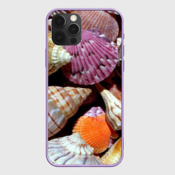 Чехол для iPhone 12 Pro Max Композиция из океанских ракушек, цвет: 3D-сиреневый
