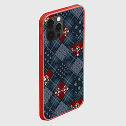 Чехол для iPhone 12 Pro Max Red and blue denim patchwork, цвет: 3D-красный — фото 2