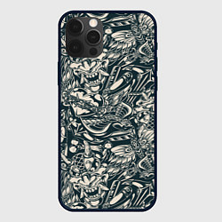 Чехол для iPhone 12 Pro Max Винтажные flash tatoo, цвет: 3D-черный