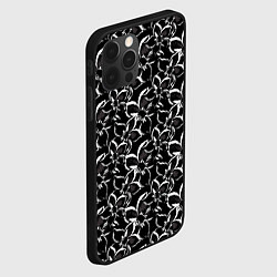 Чехол для iPhone 12 Pro Max Черно-белый цветочный узор, цвет: 3D-черный — фото 2