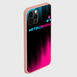 Чехол для iPhone 12 Pro Max Mitsubishi - neon gradient: символ сверху, цвет: 3D-светло-розовый — фото 2