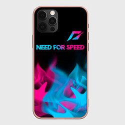 Чехол для iPhone 12 Pro Max Need for Speed - neon gradient: символ сверху, цвет: 3D-светло-розовый