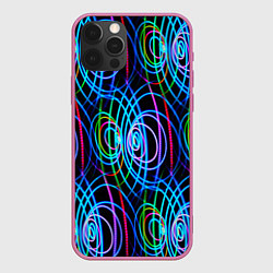 Чехол для iPhone 12 Pro Max Неоновые завитки, цвет: 3D-малиновый