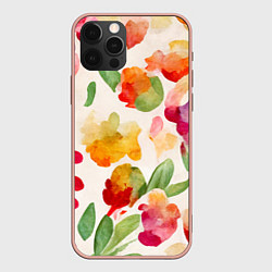 Чехол для iPhone 12 Pro Max Романтичные акварельные цветы, цвет: 3D-светло-розовый