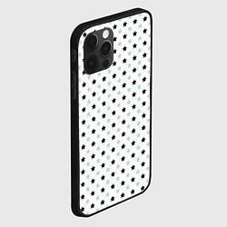 Чехол для iPhone 12 Pro Max Бирюзовые, черные звезды на белом, цвет: 3D-черный — фото 2