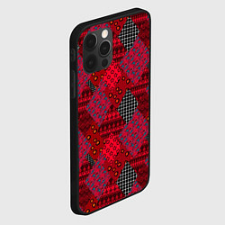 Чехол для iPhone 12 Pro Max Красный лоскутный узор пэчворк, цвет: 3D-черный — фото 2