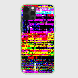 Чехол для iPhone 12 Pro Max Яркий пиксельный красочный глитч, цвет: 3D-салатовый