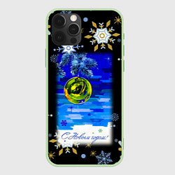 Чехол для iPhone 12 Pro Max Новый год ёлочный шар, цвет: 3D-салатовый