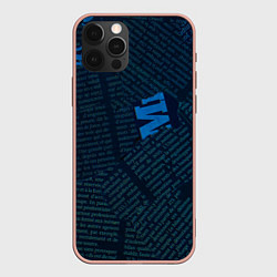 Чехол для iPhone 12 Pro Max Черная газета, цвет: 3D-светло-розовый
