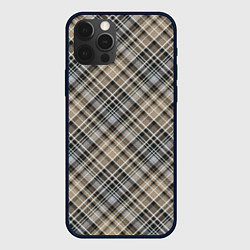 Чехол для iPhone 12 Pro Max Классический клетчатый , бежево-коричневый фон, цвет: 3D-черный