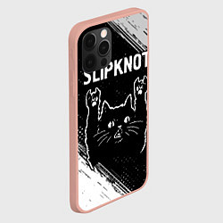 Чехол для iPhone 12 Pro Max Группа Slipknot и рок кот, цвет: 3D-светло-розовый — фото 2