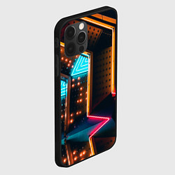 Чехол для iPhone 12 Pro Max Неоновые огни на геометрических поверхностях, цвет: 3D-черный — фото 2