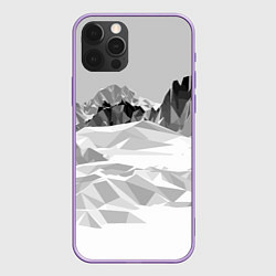 Чехол для iPhone 12 Pro Max Полигональные стилизованные горы - вершина, цвет: 3D-сиреневый