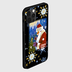Чехол для iPhone 12 Pro Max Новый год дед мороз и птичка, цвет: 3D-черный — фото 2