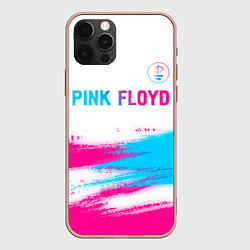Чехол для iPhone 12 Pro Max Pink Floyd neon gradient style: символ сверху, цвет: 3D-светло-розовый